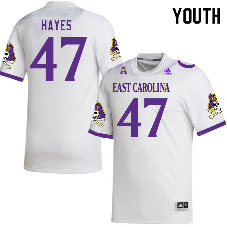 Youth #47 Trevon Hayes ECU Pirates 2023 College Football Jerseys Stitched-White - Click Image to Close